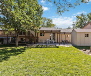 Backyard, deck and a gardening area